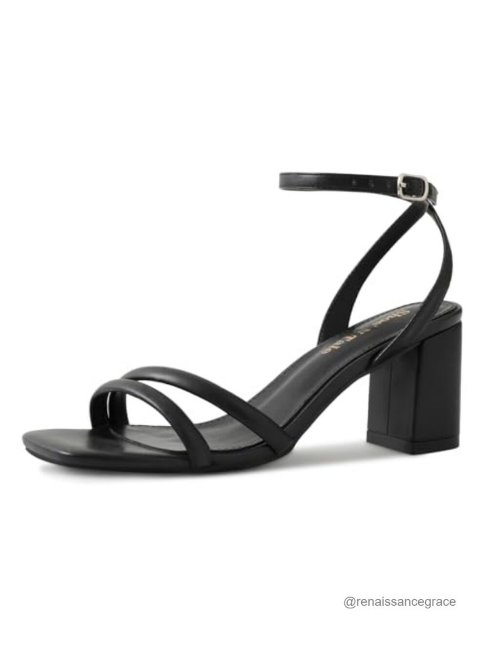 Strappy Heels Square Toe Chunky Block Heels Ankle Buckle Sandals